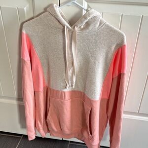 Colorblock Hoodie in Pink and Cream